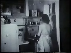 Vintage honing fucked door deur-tot-deur verkoper in keuken